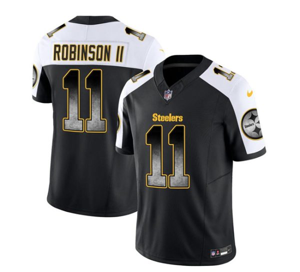 Men's Pittsburgh Steelers #11 Allen Robinson II Black White 2023 F.U.S.E. Vapor Untouchable Limited Stitched Jersey - Custom Name