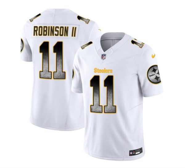 Men's Pittsburgh Steelers #11 Allen Robinson II White 2023 F.U.S.E. Smoke Vapor Untouchable Limited Stitched Jersey - Custom Name