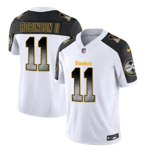 Men's Pittsburgh Steelers #11 Allen Robinson II White Black 2023 F.U.S.E. Smoke Vapor Untouchable Limited Stitched Jersey - Custom Name