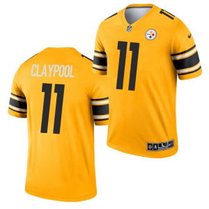 Men's Pittsburgh Steelers #11 Chase Claypool 2021 Gold Inverted Legend Stitched Jersey - Custom Name