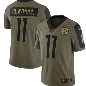 Men's Pittsburgh Steelers #11 Chase Claypool 2021 Olive Salute To Service Limited Stitched Jersey - Custom Name