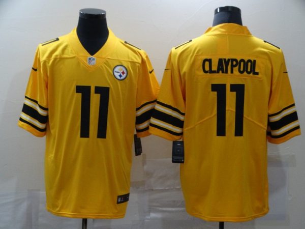 Men's Pittsburgh Steelers #11 Chase Claypool Gold NFL Inverted Legend stitched Jersey - Custom Name