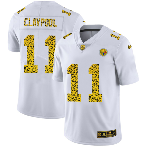 Men's Pittsburgh Steelers #11 Chase Claypool White NFL 2020 Leopard Print Fashion Limited Stitched Jersey - Custom Name