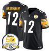 Men's Pittsburgh Steelers #12 Terry Bradshaw Black 2024 F.U.S.E. 50th Anniversary Of Super Bowl IX Alternate Vapor Untouchable Limited Stitched Jersey - Custom Name