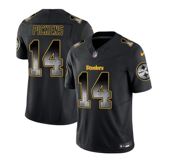 Men's Pittsburgh Steelers #14 George Pickens Black 2023 F.U.S.E. Smoke Vapor Untouchable Limited Stitched Jersey - Custom Name