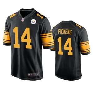 Men's Pittsburgh Steelers #14 George Pickens Black Color Rush Stitched Jersey - Custom Name