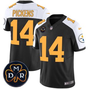 Men's Pittsburgh Steelers #14 George Pickens Black F.U.S.E. DMR Patch Untouchable Limited Stitched Football Jersey - Custom Name
