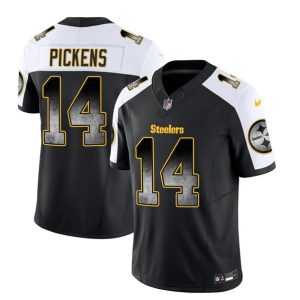 Men's Pittsburgh Steelers #14 George Pickens Black White 2023 F.U.S.E. Smoke Vapor Untouchable Limited Stitched Jersey - Custom Name