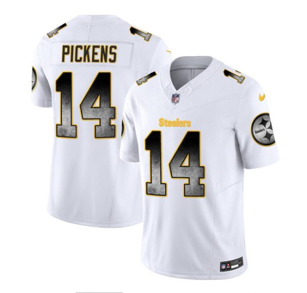 Men's Pittsburgh Steelers #14 George Pickens White 2023 F.U.S.E. Smoke Vapor Untouchable Limited Stitched Jersey - Custom Name