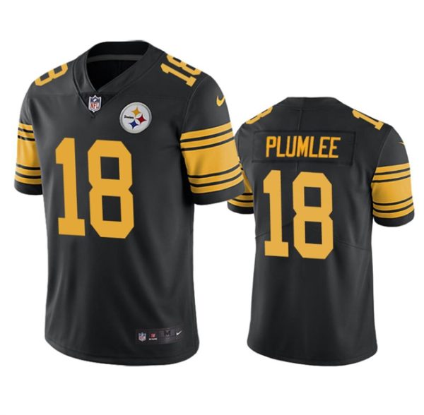 Men's Pittsburgh Steelers #18 John Rhys Plumlee Black Color Rush Untouchable Limited Stitched Jersey - Custom Name