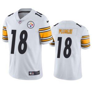 Men's Pittsburgh Steelers #18 John Rhys Plumlee White Vapor Untouchable Limited Stitched Jersey - Custom Name