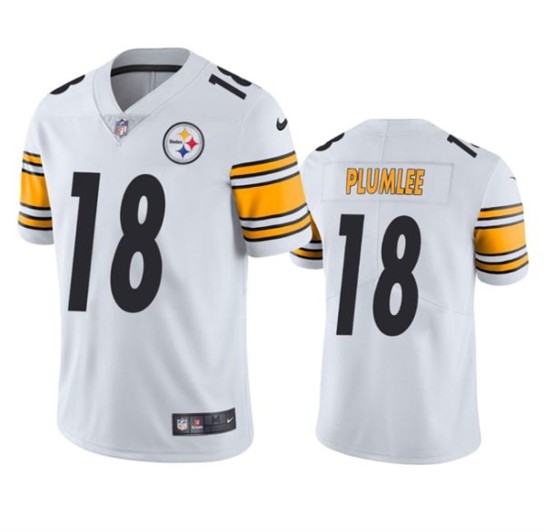 Men's Pittsburgh Steelers #18 John Rhys Plumlee White Vapor Untouchable Limited Stitched Jersey - Custom Name