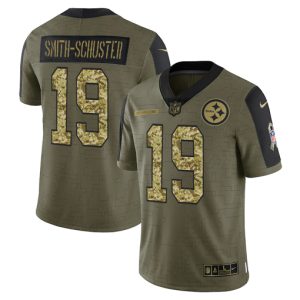 Men's Pittsburgh Steelers #19 JuJu Smith-Schuster 2021 Olive Camo Salute To Service Limited Stitched Jersey - Custom Name