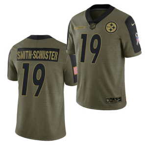 Men's Pittsburgh Steelers #19 JuJu Smith-Schuster 2021 Olive Salute To Service Limited Stitched - Custom Name