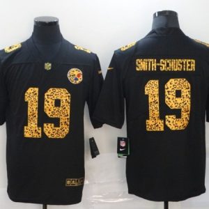 Men's Pittsburgh Steelers #19 JuJu Smith-Schuster Black NFL 2020 Leopard Print Fashion Limited Stitched Jersey - Custom Name