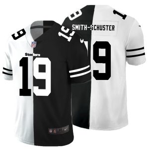Men's Pittsburgh Steelers #19 JuJu Smith-Schuster Black &White NFL Limited Stitched Jersey - Custom Name