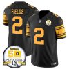 Men's Pittsburgh Steelers #2 Justin Fields Black 2024 F.U.S.E. 50th Anniversary Of Super Bowl IX Color Rush Limited Stitched Jersey - Custom Name