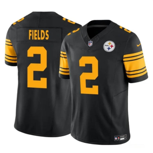 Men's Pittsburgh Steelers #2 Justin Fields Black 2024 F.U.S.E. Color Rush Limited Stitched Jersey - Custom Name