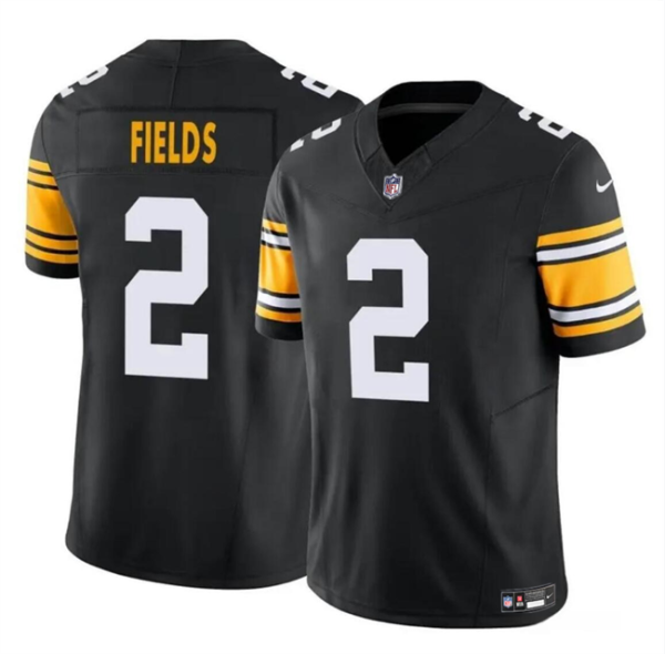 Men's Pittsburgh Steelers #2 Justin Fields Black 2024 F.U.S.E. Vapor Untouchable Limited Stitched Jersey - Custom Name