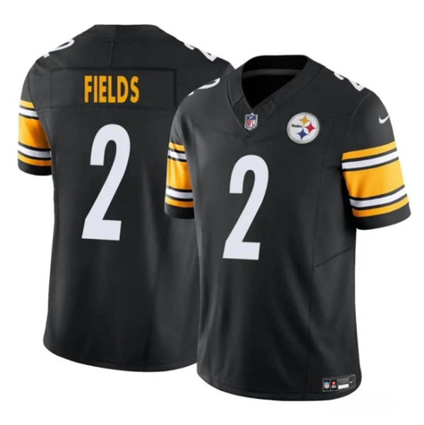 Men's Pittsburgh Steelers #2 Justin Fields Black F.U.S.E. Vapor Untouchable Limited Stitched Jersey - Custom Name