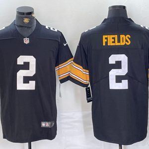 Men's Pittsburgh Steelers #2 Justin Fields Black Vapor Untouchable Limited Stitched Jersey - Custom Name