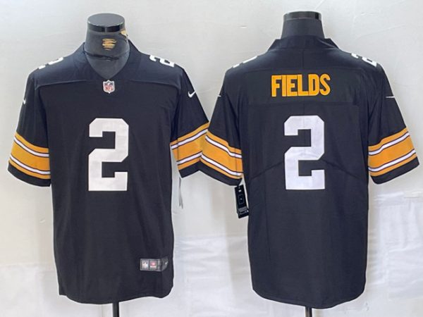 Men's Pittsburgh Steelers #2 Justin Fields Black Vapor Untouchable Limited Stitched Jersey - Custom Name