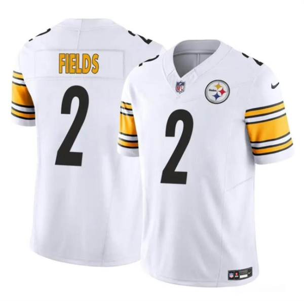 Men's Pittsburgh Steelers #2 Justin Fields White 2024 F.U.S.E.Vapor Untouchable Limited Stitched Jersey - Custom Name
