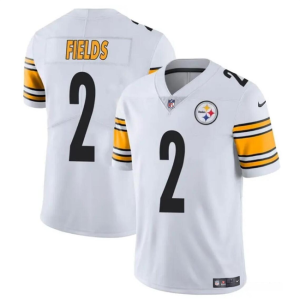 Men's Pittsburgh Steelers #2 Justin Fields White Vapor Untouchable Limited Stitched Jersey - Custom Name
