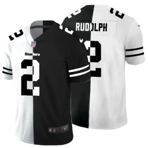 Men's Pittsburgh Steelers #2 Mason Rudolph Black &White NFL Split Limited Stitched Jersey - Custom Name