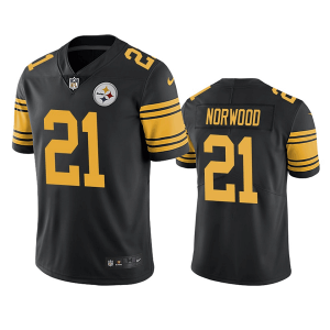 Men's Pittsburgh Steelers #21 Tre Norwood Black Color Rush Limited Stitched Jersey - Custom Name