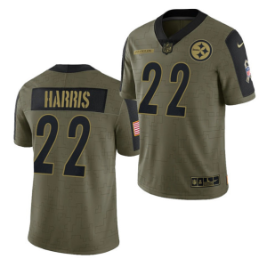Men's Pittsburgh Steelers #22 Najee Harris 2021 Olive Salute To Service Limited Stitched - Custom Name