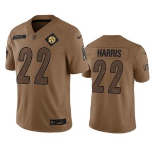 Men's Pittsburgh Steelers #22 Najee Harris 2023 Brown Salute To Service Limited Jersey - Custom Name