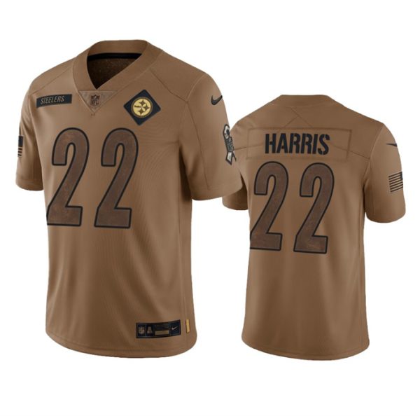 Men's Pittsburgh Steelers #22 Najee Harris 2023 Brown Salute To Service Limited Jersey - Custom Name