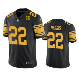 Men's Pittsburgh Steelers #22 Najee Harris Black 2023 50th Anniversary Color Rush Limited Jersey - Custom Name