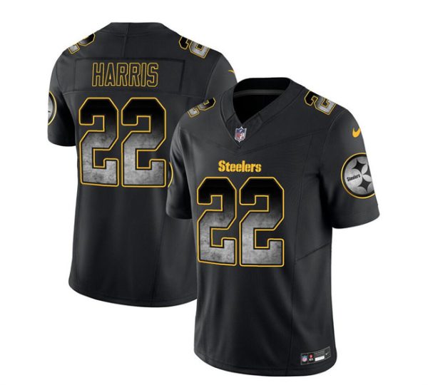 Men's Pittsburgh Steelers #22 Najee Harris Black 2023 F.U.S.E. Smoke Vapor Untouchable Limited Stitched Jersey - Custom Name