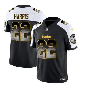 Men's Pittsburgh Steelers #22 Najee Harris Black White 2023 F.U.S.E. Smoke Vapor Untouchable Limited Stitched Jersey - Custom Name