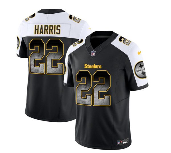 Men's Pittsburgh Steelers #22 Najee Harris Black White 2023 F.U.S.E. Smoke Vapor Untouchable Limited Stitched Jersey - Custom Name