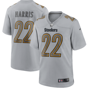 Men's Pittsburgh Steelers #22 Najee Harris Grey Atmosphere Fashion Stitched Game Jersey - Custom Name