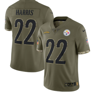 Men's Pittsburgh Steelers #22 Najee Harris Olive 2022 Salute To Service Limited Stitched Jersey - Custom Name