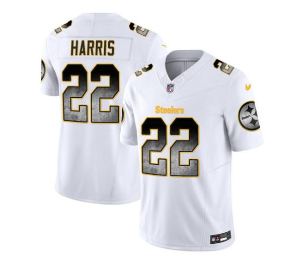 Men's Pittsburgh Steelers #22 Najee Harris White 2023 F.U.S.E. Smoke Vapor Untouchable Limited Stitched Jersey - Custom Name