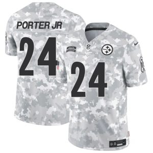 Men's Pittsburgh Steelers #24 Joey Porter Jr. 2024 F.U.S.E Arctic Camo Salute to Service Limited Stitched Football Jersey - Custom Name