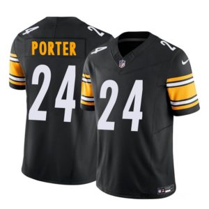 Men's Pittsburgh Steelers #24 Joey Porter Jr. Black 2023 F.U.S.E. With Prem1ere Patch Vapor Untouchable Limited Stitched Football Jersey - Custom Name