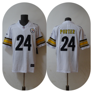 Men's Pittsburgh Steelers #24 Joey Porter Jr. White 2023 Draft Vapor Untouchable Limited Stitched Jersey - Custom Name
