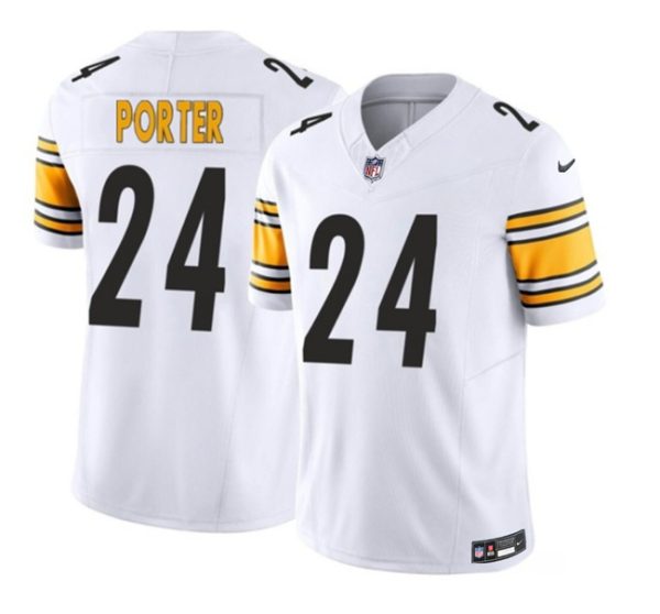 Men's Pittsburgh Steelers #24 Joey Porter Jr. White 2023 F.U.S.E. Vapor Untouchable Limited Stitched Jersey - Custom Name