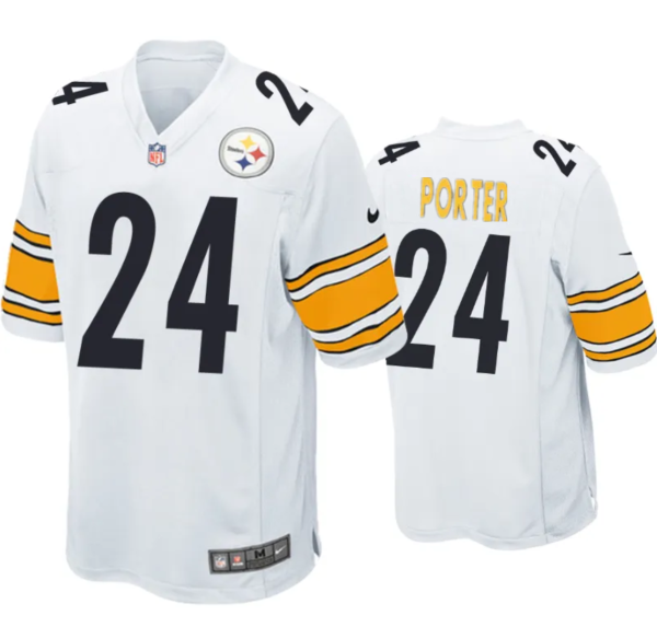Men's Pittsburgh Steelers #24 Joey Porter Jr. White Stitched Game Jersey - Custom Name