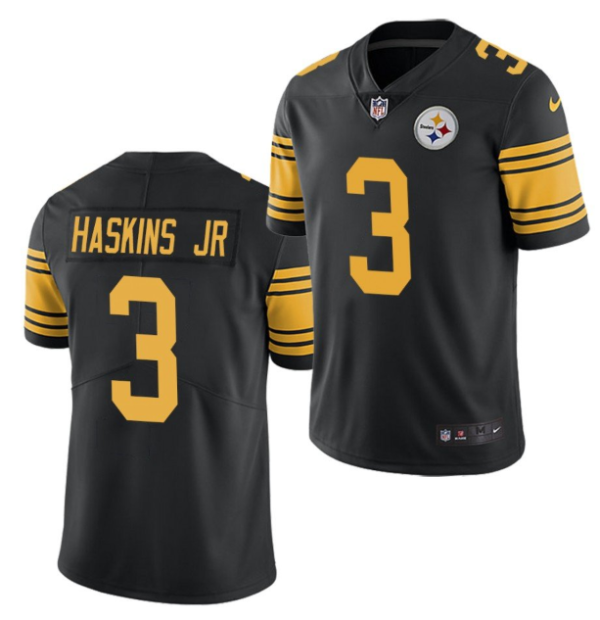 Men's Pittsburgh Steelers #3 Dwayne Haskins Jr. Black Color Rush Limited Stitched Jersey - Custom Name