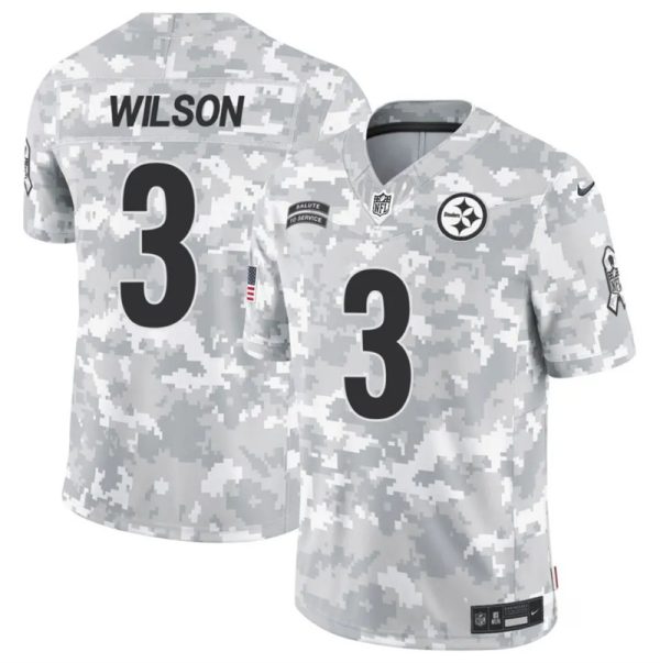 Men's Pittsburgh Steelers #3 Russell Wilson 2024 F.U.S.E Arctic Camo Salute to Service Limited Stitched Football Jersey - Custom Name