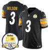 Men's Pittsburgh Steelers #3 Russell Wilson Black 2024 F.U.S.E. 50th Anniversary Of Super Bowl IX Alternate Vapor Untouchable Limited Stitched Jersey - Custom Name