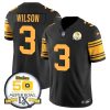 Men's Pittsburgh Steelers #3 Russell Wilson Black 2024 F.U.S.E. 50th Anniversary Of Super Bowl IX Color Rush Limited Stitched Jersey - Custom Name