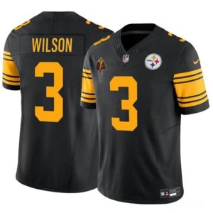 Men's Pittsburgh Steelers #3 Russell Wilson Black 2024 F.U.S.E. With Walter Payton Patch Vapor Untouchable Limited Stitched Jersey - Custom Name